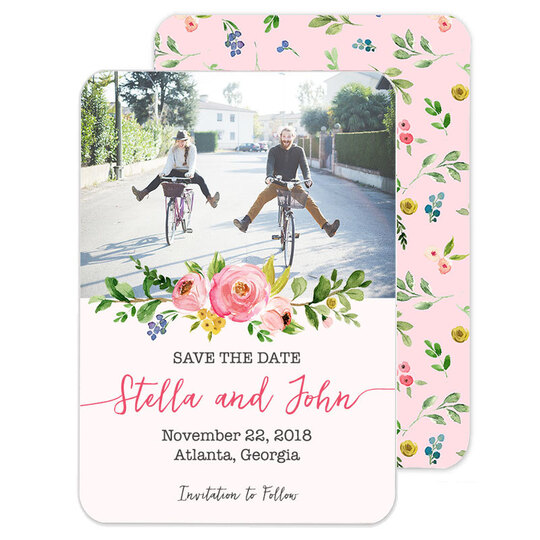 Rose Sprig Photo Save The Date Announcements